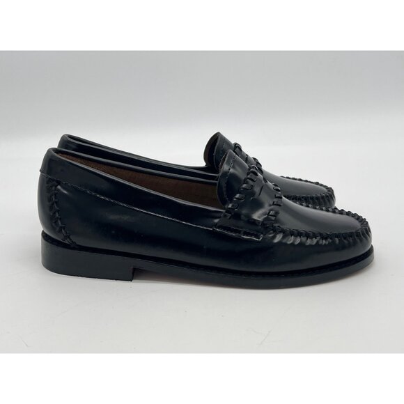 G.H. Bass Womens Weejuns Black Leather Loafers Size 6M Classic Moc Toe Slip-On S - Picture 6 of 12